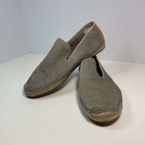 UGG Gray Leather Espadrille Flats Womens Size 7 Calf‎ Hair Beige Slip-On 1007150
